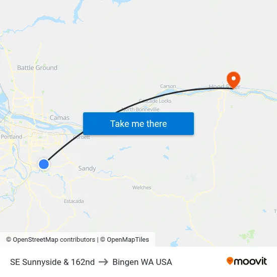 SE Sunnyside & 162nd to Bingen WA USA map