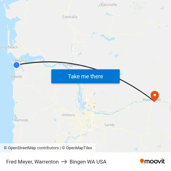 Fred Meyer, Warrenton to Bingen WA USA map