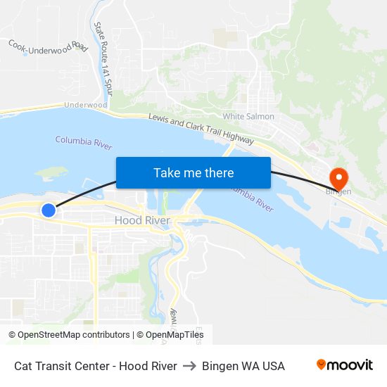 Cat Transit Center - Hood River to Bingen WA USA map