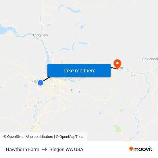 Hawthorn Farm to Bingen WA USA map