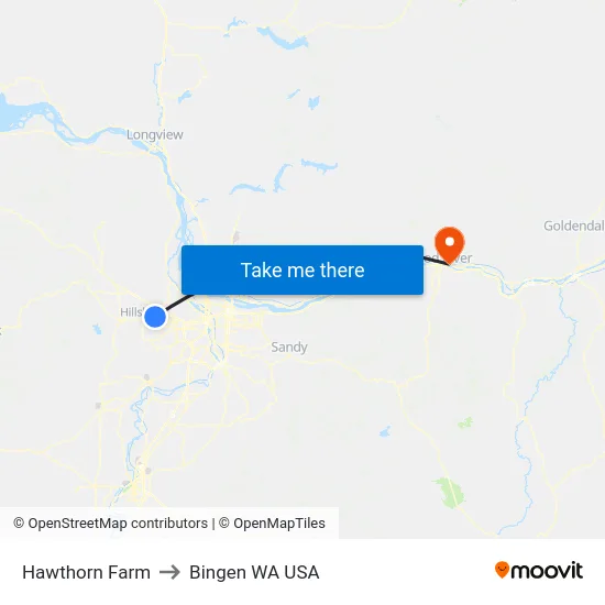 Hawthorn Farm to Bingen WA USA map