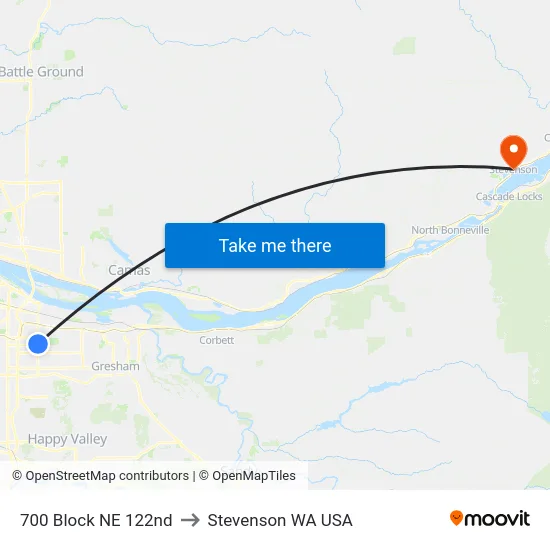 700 Block NE 122nd to Stevenson WA USA map