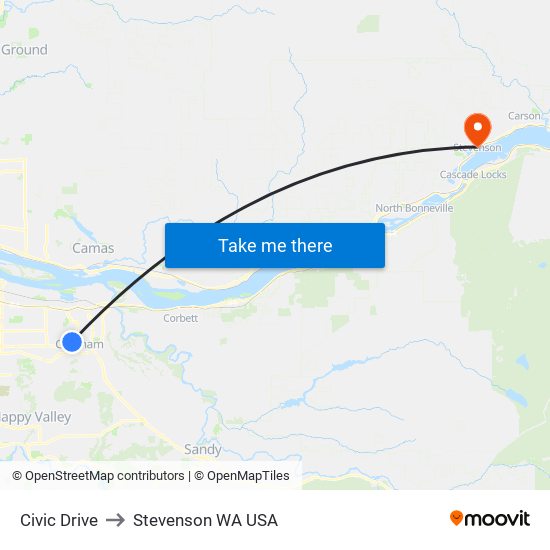 Civic Drive to Stevenson WA USA map