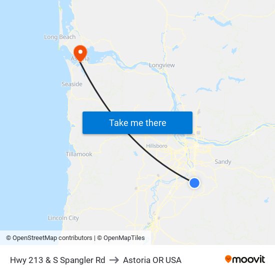 Hwy 213 & S Spangler Rd to Astoria OR USA map