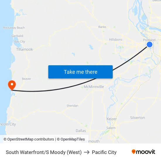 South Waterfront/S Moody (West) to Pacific City map