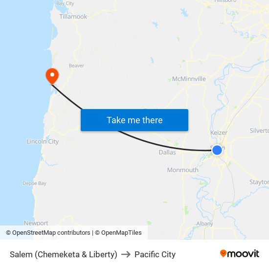 Salem (Chemeketa & Liberty) to Pacific City map