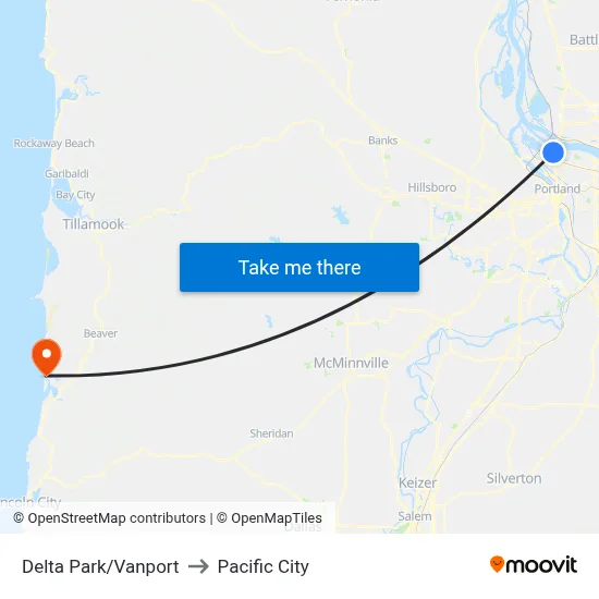 Delta Park/Vanport to Pacific City map