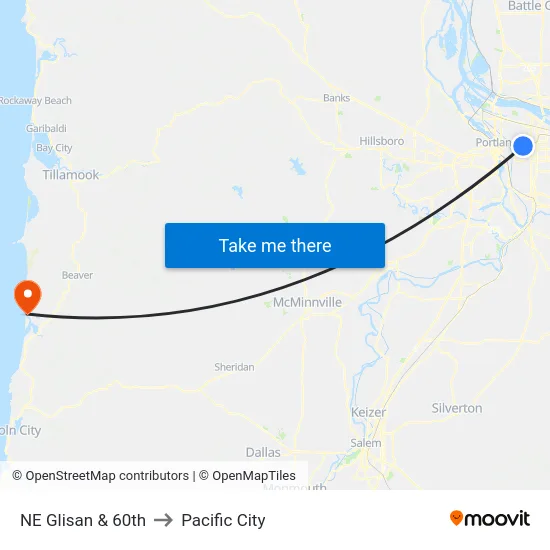 NE Glisan & 60th to Pacific City map