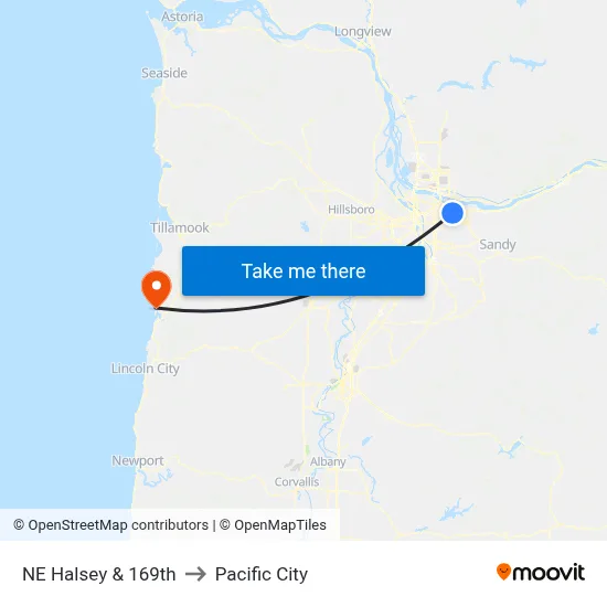 NE Halsey & 169th to Pacific City map