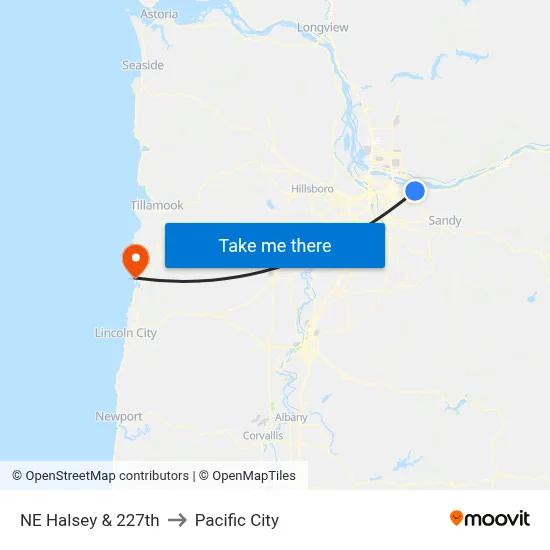 NE Halsey & 227th to Pacific City map