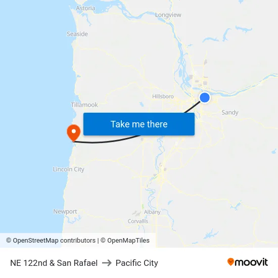 NE 122nd & San Rafael to Pacific City map