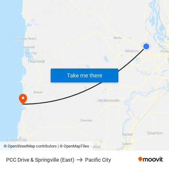 PCC Drive & Springville (East) to Pacific City map