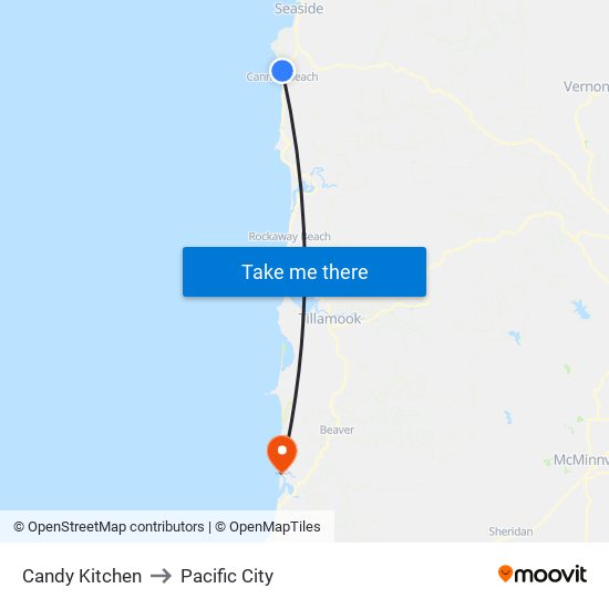 Candy Kitchen to Pacific City map