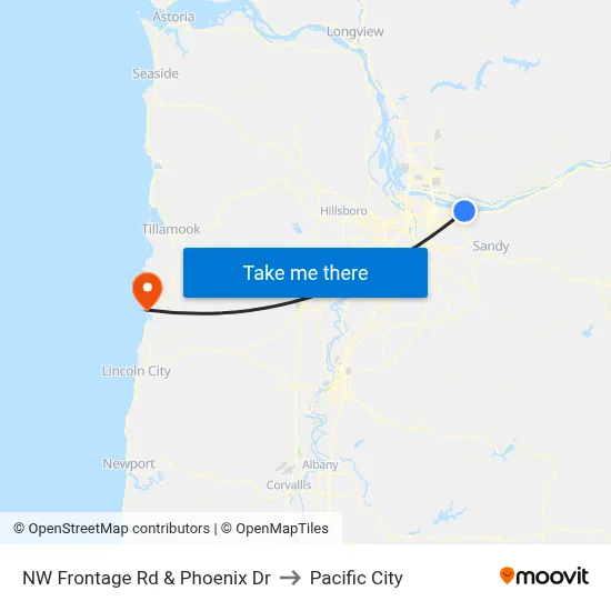 NW Frontage Rd & Phoenix Dr to Pacific City map