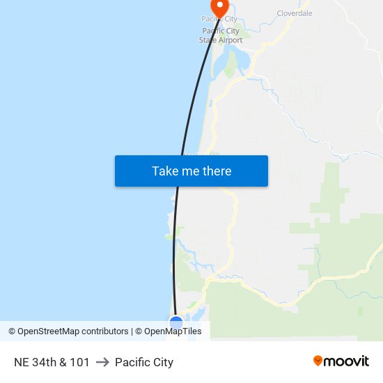 NE 34th & 101 to Pacific City map