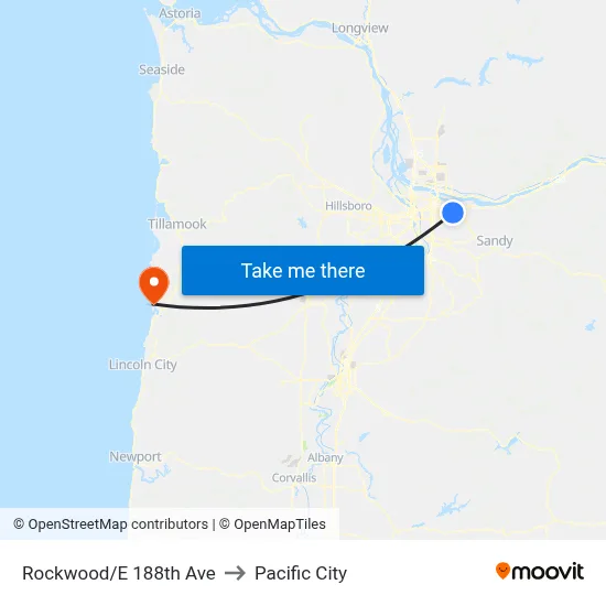 Rockwood/E 188th Ave to Pacific City map
