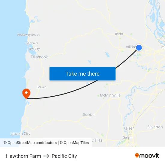 Hawthorn Farm to Pacific City map