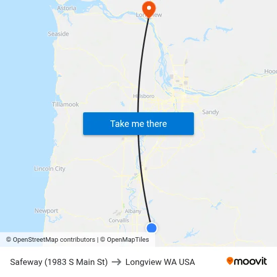 Safeway (1983 S Main St) to Longview WA USA map