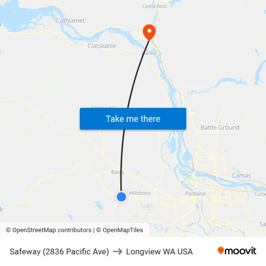 Safeway (2836 Pacific Ave) to Longview WA USA map