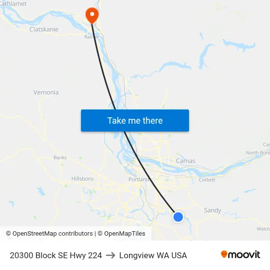 20300 Block SE Hwy 224 to Longview WA USA map