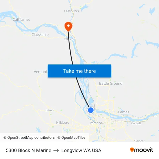 5300 Block N Marine to Longview WA USA map
