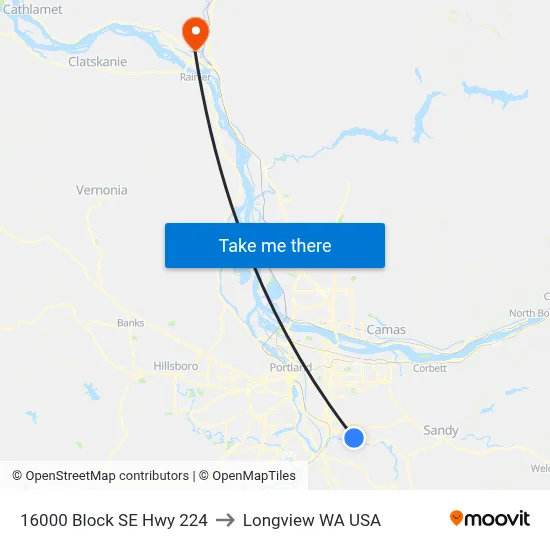 16000 Block SE Hwy 224 to Longview WA USA map