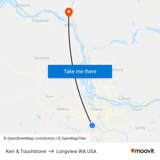 Kerr & Touchstone to Longview WA USA map