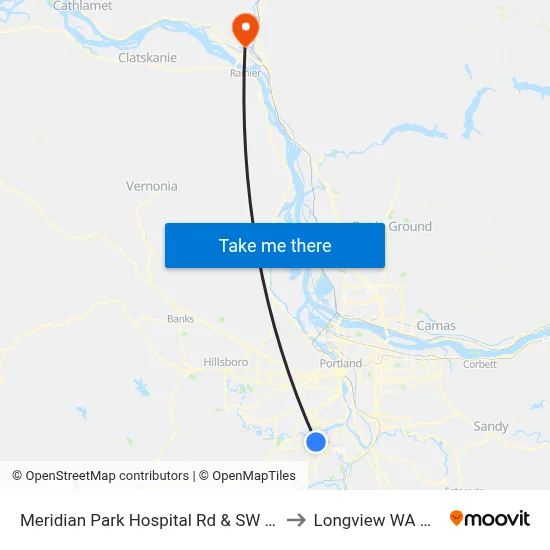 Meridian Park Hospital Rd & SW 65th to Longview WA USA map