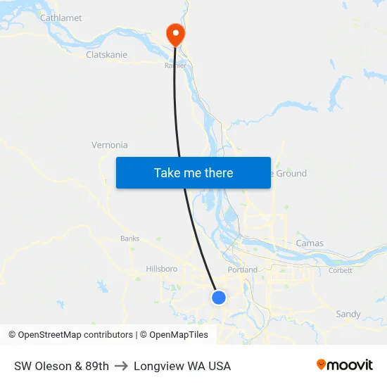 SW Oleson & 89th to Longview WA USA map