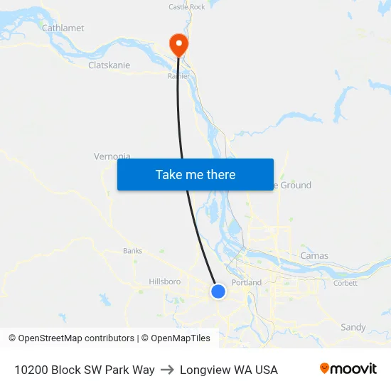 10200 Block SW Park Way to Longview WA USA map