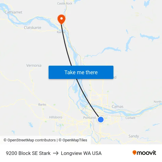 9200 Block SE Stark to Longview WA USA map