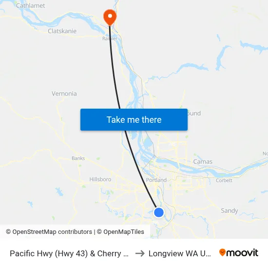 Pacific Hwy (Hwy 43) & Cherry Ln to Longview WA USA map
