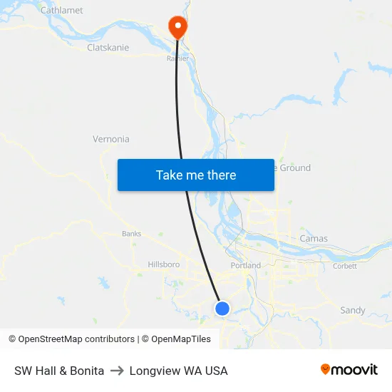 SW Hall & Bonita to Longview WA USA map