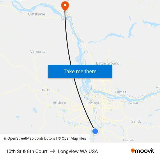 10th St & 8th Court to Longview WA USA map