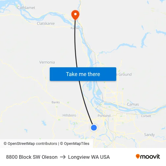 8800 Block SW Oleson to Longview WA USA map