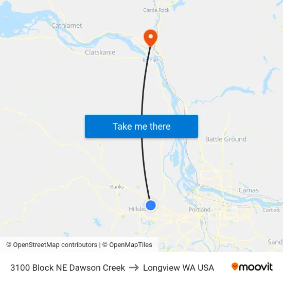 3100 Block NE Dawson Creek to Longview WA USA map