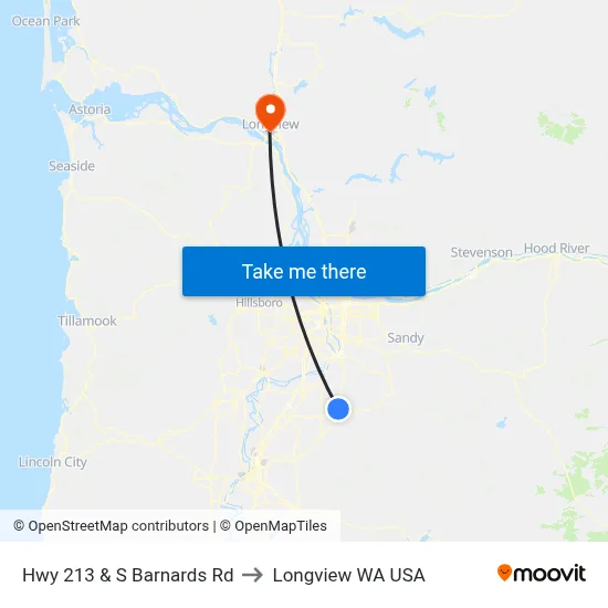 Hwy 213 & S Barnards Rd to Longview WA USA map