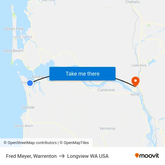 Fred Meyer, Warrenton to Longview WA USA map
