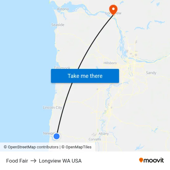 Food Fair to Longview WA USA map