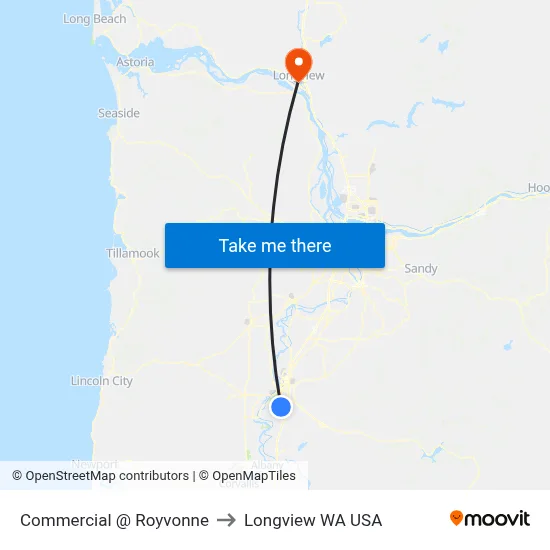 Commercial @ Royvonne to Longview WA USA map