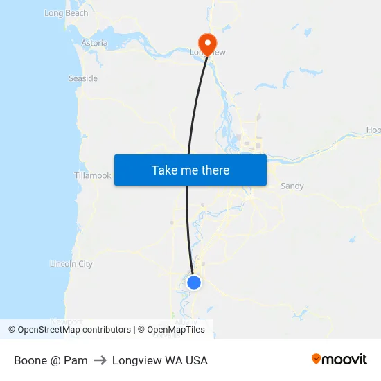 Boone @ Pam to Longview WA USA map