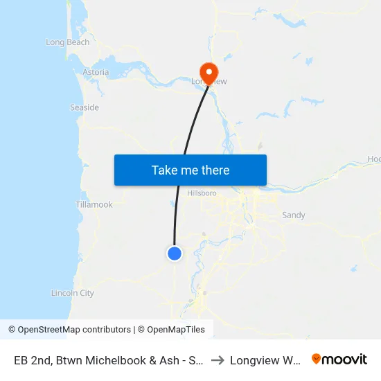EB 2nd, Btwn Michelbook & Ash - St. Barnabas to Longview WA USA map