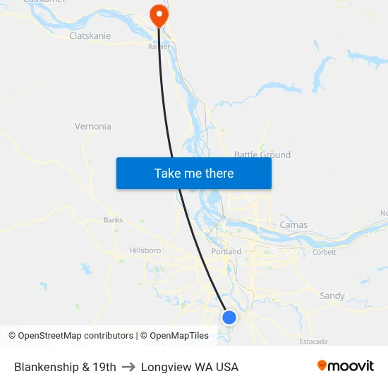 Blankenship & 19th to Longview WA USA map