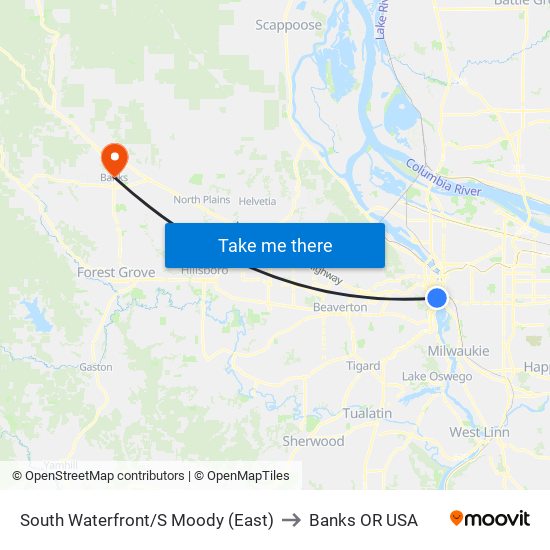 South Waterfront/S Moody (East) to Banks OR USA map