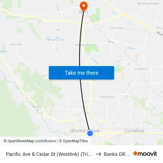 Pacific Ave & Cedar St (Westlink) (Trimet Stop) to Banks OR USA map