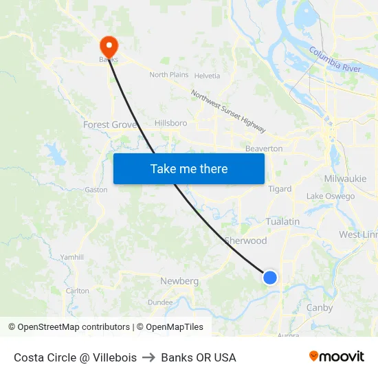 Costa Circle @ Villebois to Banks OR USA map