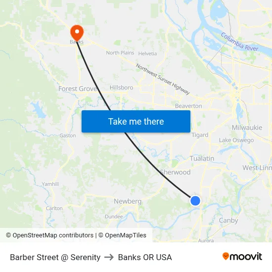 Barber Street @ Serenity to Banks OR USA map