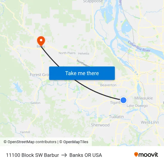 11100 Block SW Barbur to Banks OR USA map