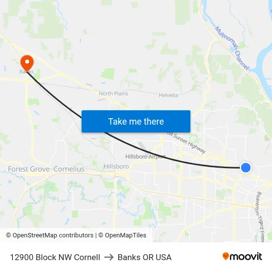 12900 Block NW Cornell to Banks OR USA map