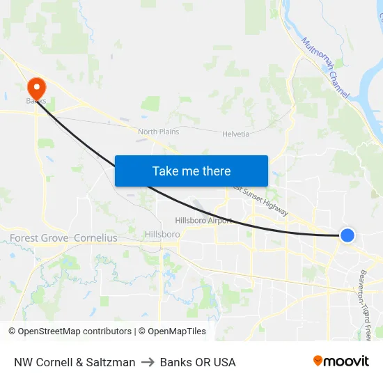 NW Cornell & Saltzman to Banks OR USA map